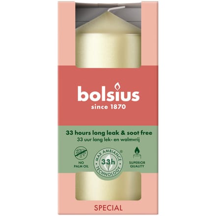 Bolsius - Stompkaars - Metallic White Silver - 120/58