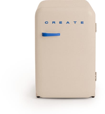 CREATE - Koelkast in retrostijl - Zand - Handvat Kobaltblauw - FRIDGE RETRO 107L