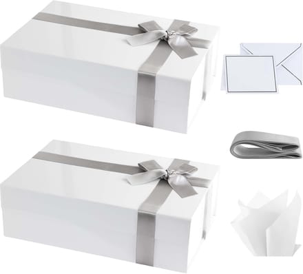 Witte geschenkdoos met magnetische sluiting - pakket van 2 - 35,6x22,9x10,2 cm