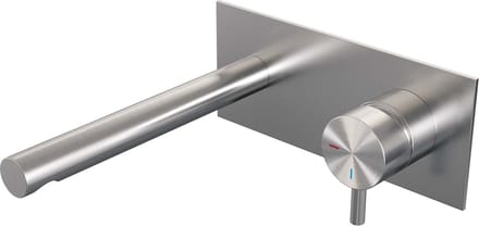 Brauer Brushed Edition inbouw wastafelmengkraan met rechte uitloop en afdekplaat model B1 RVS geborsteld PVD