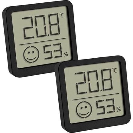 TFA Dostmann 2er Set digitales Thermo-Hygrometer mit Komfortzone Thermo- en hygrometer Zwart