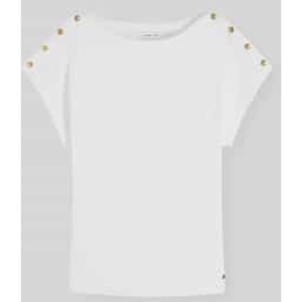 regular fit T-shirt van puur katoen met knoopdetails