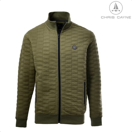 Chris Cayne heren vest - M - groen - groter structuur patroon - rits - steekzakken met rits
