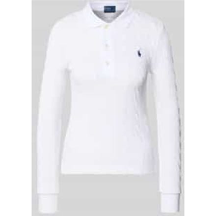 Gebreide pullover met kabelpatroon en polokraag