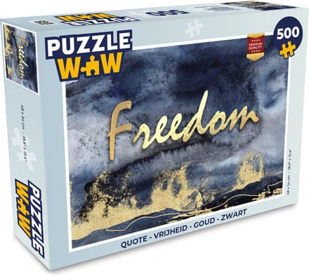 Puzzel Quote - Vrijheid - Goud - Zwart - Legpuzzel - Puzzel 500 stukjes