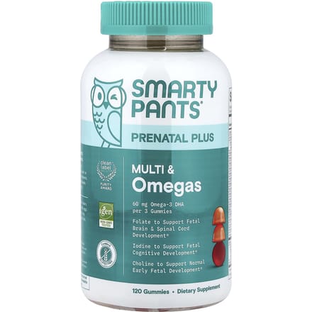 SmartyPants, Prenatal Plus, Multi & Omega Gummies, Sinaasappel & Aardbei Limonade, 120 Gummies