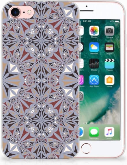 iPhone SE 2022 | SE 2020 | 8 | 7 TPU Siliconen Hoesje Flower Tiles