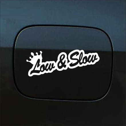 Bumpersticker - Low & Slow - 4,8 X 14,8 - Wit