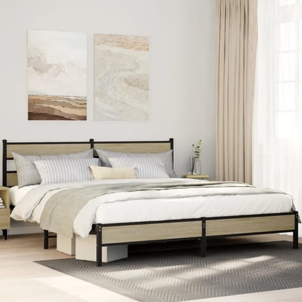 vidaXL - Bedframe - zonder - matras - metaal - sonoma - eikenkleurig - 193x203 - cm