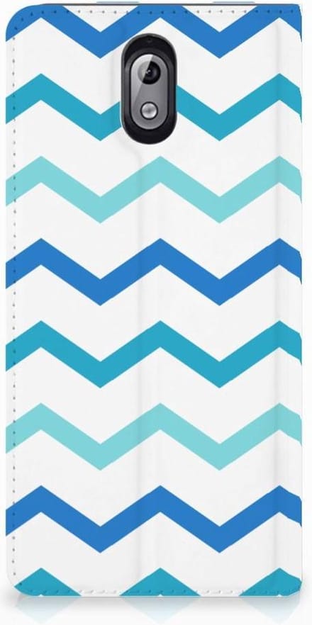 Nokia 3.1 (2018) Hoesje met Magneet Zigzag Blauw