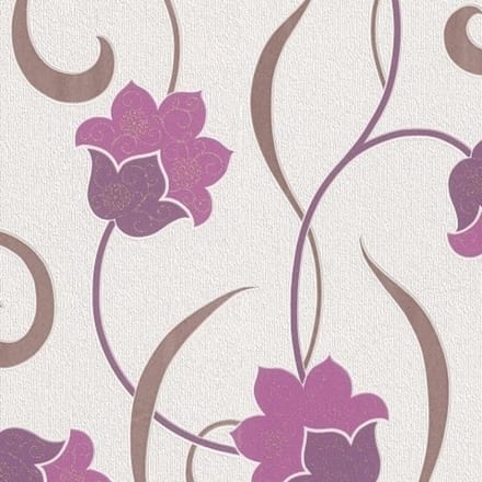 Paars bloemen modern behang rasch 507744