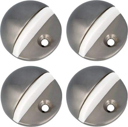 AMIG Deurstopper/deurbuffer - 4x - D45mm - inclusief schroeven - geborsteld nikkel