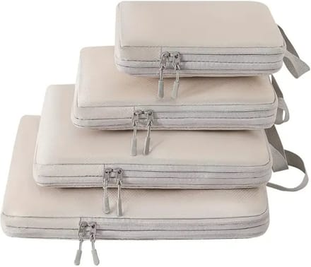 Livano Koffer Organizer Set - Packing Cubes - Compressie - Travel - Compression - Set - Grijs
