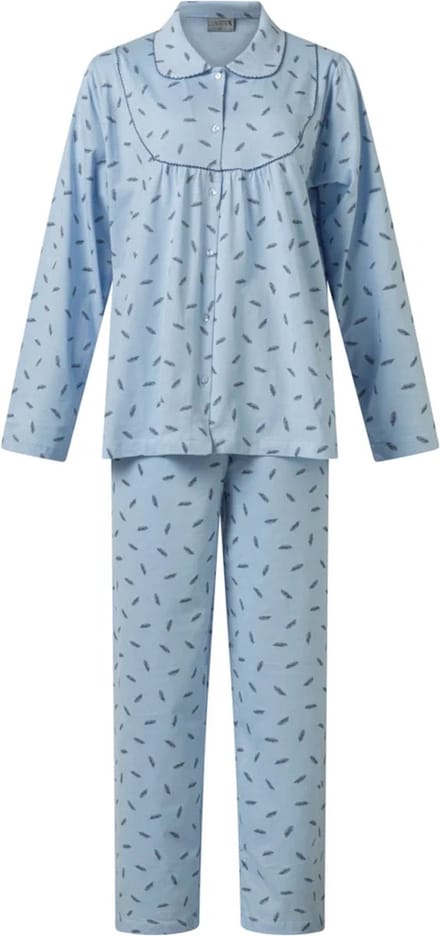 Lunatex dames pyjama doorknoop - maat XL - Veer - blue