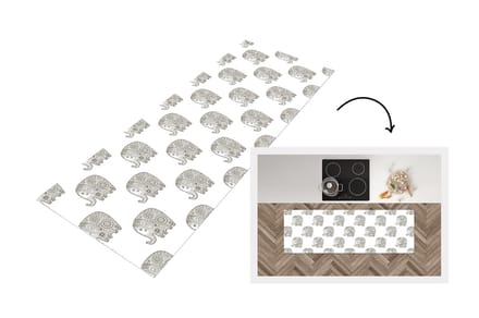 Keukenloper - Loper keuken - Doodle - Olifant - Design - 150x50 cm - Keukenloper vinyl