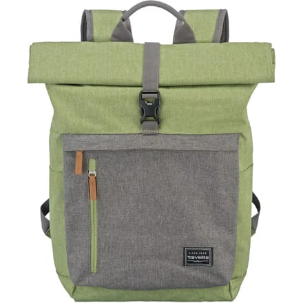 Travelite Basics Rollup Backpack 35 liter - Groen/Grijs – Rolltop rugzak – Van polyester – Laptop rugzakken, laptoptassen en rugtassen