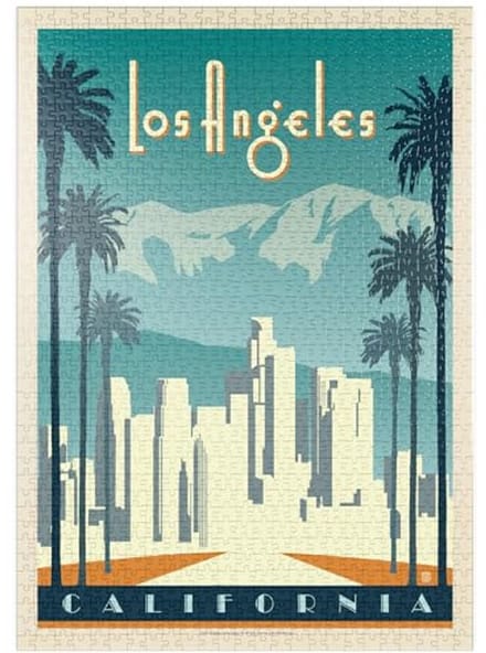 Los Angeles Skyline Vintage Poster Puzzel - 1000 Stukjes
