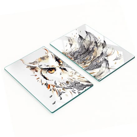 Multifunctionele decoratieve keukenplanken van gehard glas met uilmotief, 2x40x52 cm