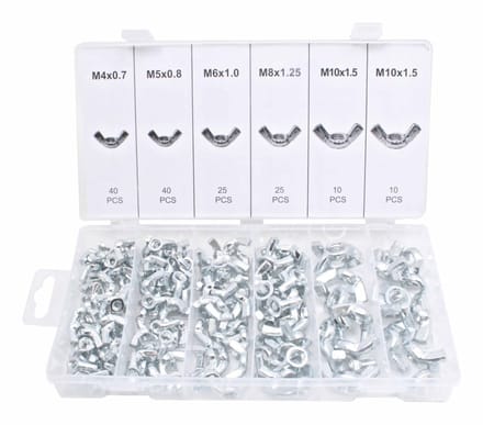 vleugelmoer assortiment 150 delig - vlindermoer m4-m10 - oormoer - handmoer set - asta