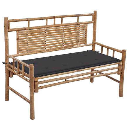 vidaXL - Tuinbank - met - kussen - 120 - cm - bamboe