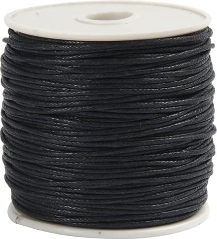 Katoenkoord, dikte 1 mm, zwart, 40 m/ 1 rol