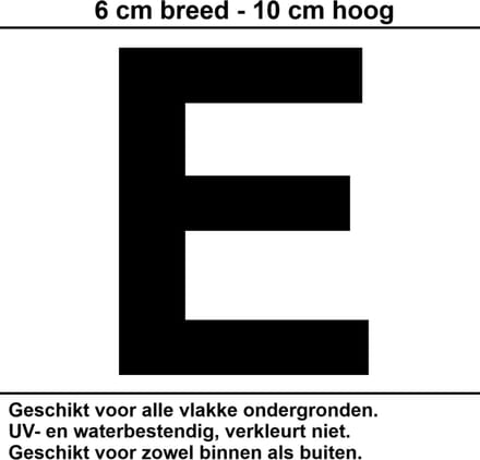 Huisnummer Sticker | Letter E | 10 CM ZWART | Container Sticker | Letter Stickers
