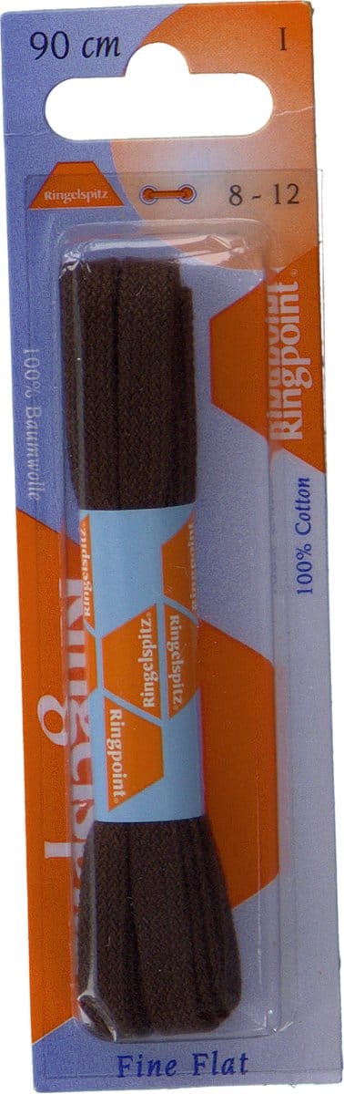 Ringpoint 60 - Platte moderne schoenveter - 100% katoen - 90cm - kleur bruin