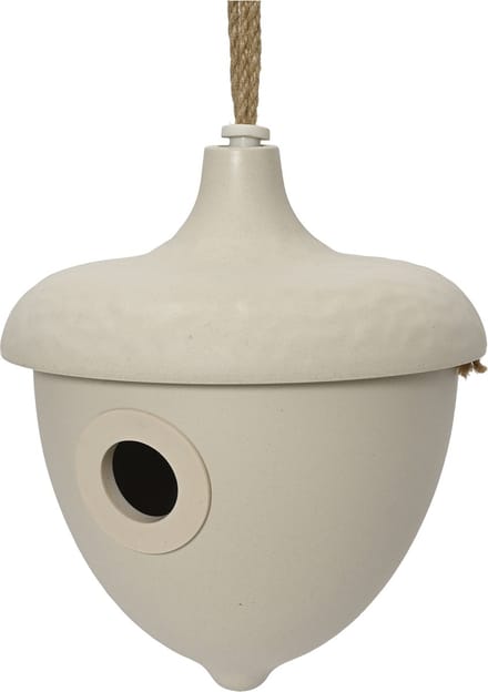 Decoris Vogelhuisje - bamboe hout - wit - D17 x H19 cm - nestkastje