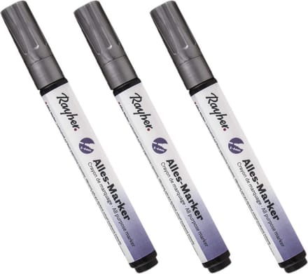 Rayher Marker stift - 3x - zilver - dikke punt - markeren - knutsel/hobby materiaal