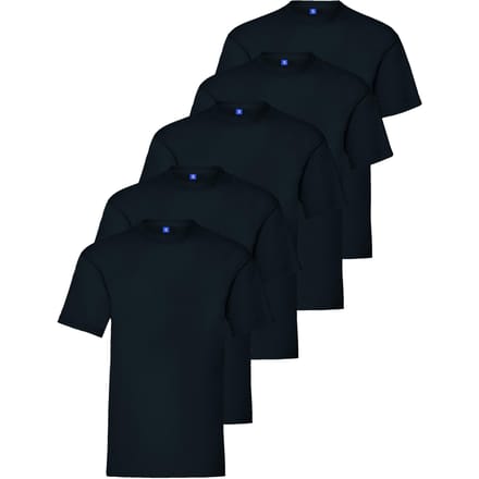 Kruze Heren Crew Neck T-Shirts (5 Pack) - Navy