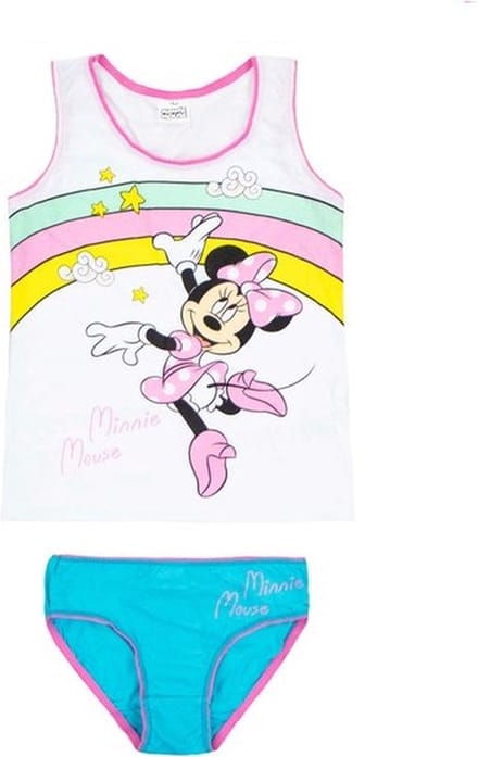 Ondergoedsetje van Minnie Mouse maat 128/134, blauw/wit
