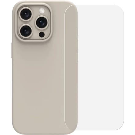 BlueBuilt Back Cover iPhone 16 Pro Beige + Screenprotector Glas