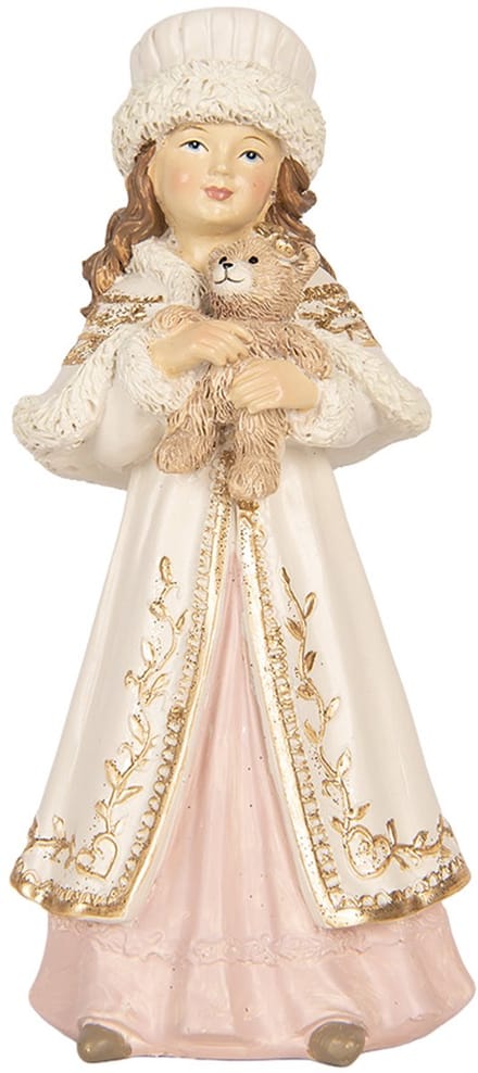 Clayre & Eef Kerstdecoratie Beeld Kind 8x7x17 cm Beige Kunststof
