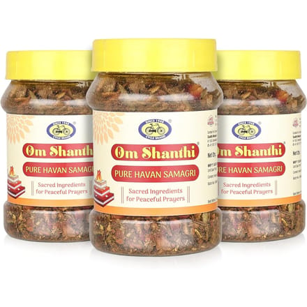 Cycle Pure Om Shanthi Havan Samagri 125g Pak van 3 Premium Spirituele Rituele Mix yellow