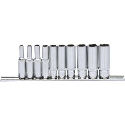 KS TOOLS 1/4" CHROMEplus zeskant-doppen set lang 10-delig. 4-13 mm - 918.0610