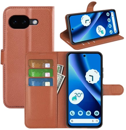 MobyDefend Hoesje - Geschikt voor Google Pixel 10a - Kunstleren Wallet Book Case (Sluiting Voorkant) - Bruin
