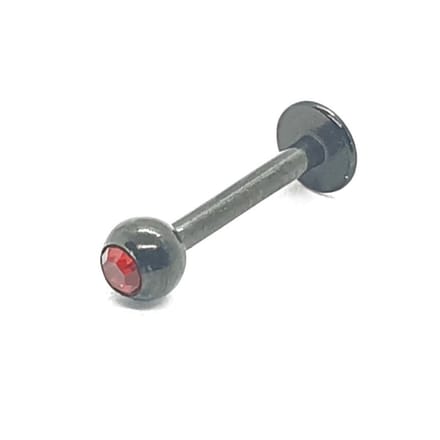 Zwart Met Steentje - Tragus / Helix / Labret Piercing