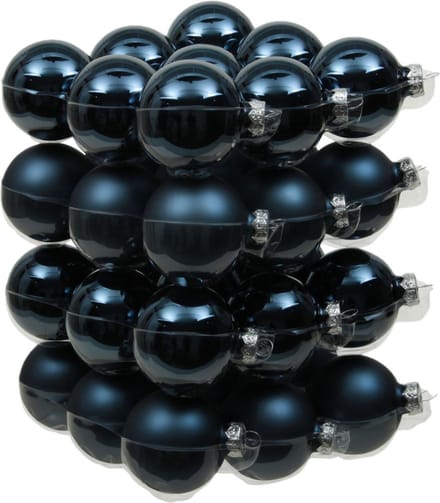 Othmar Decorations Kleine kerstballen - 36x st - donkerblauw - D4 cm - glas - kerstversiering