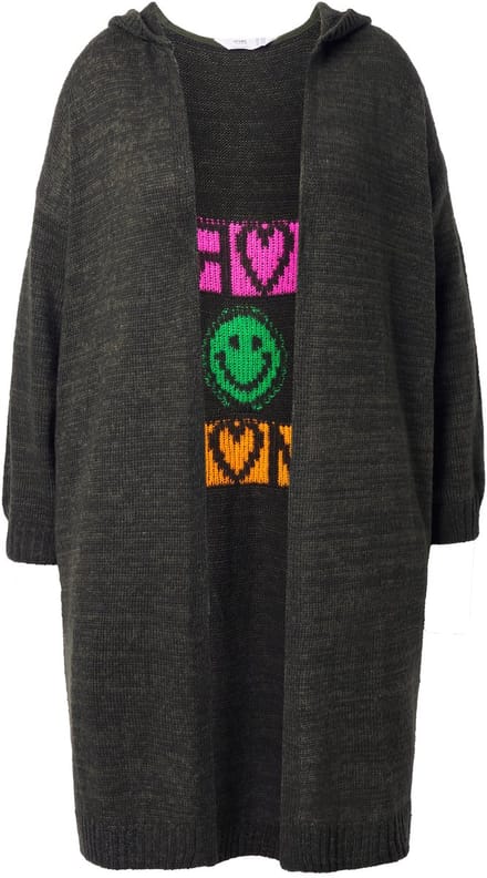 Angel of Style - Dames - Lang vest tekst op de rug open model - Kaki - Maat 50+