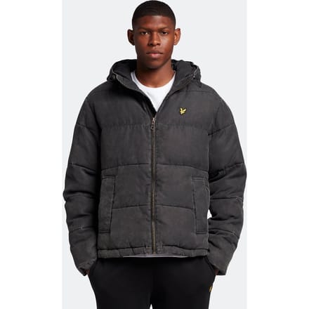 Lyle & Scott gewassen gewatteerd jack in zwart