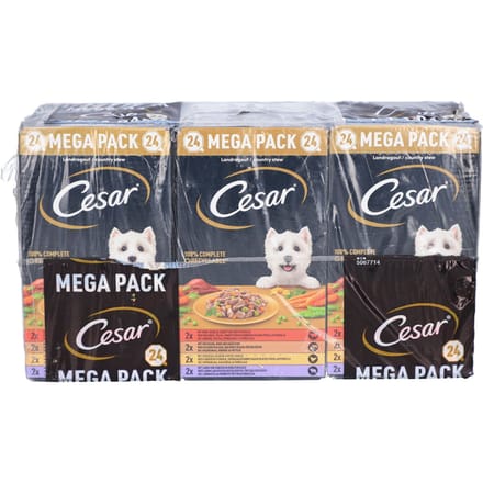 Cesar Mega Pack - Land Stoofpot voor Volwassen Honden 24x150 Voeding
