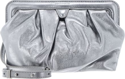 COCCINELLE Leren Schoudertas Diletta Rock Handbag Craquele Leather Silver Zilverkleurig