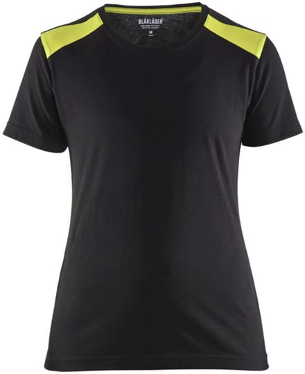Blaklader Dames T-shirt 3479-1042 - Zwart/High Vis Geel - L