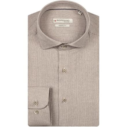Giordano Overhemd Row Cutaway Soft Abstract Graphical Pattern Donker Bruin / male