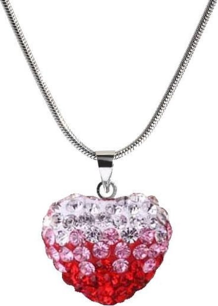 Fako Bijoux® - Ketting - Disco Dots - Hart Duo - Rood