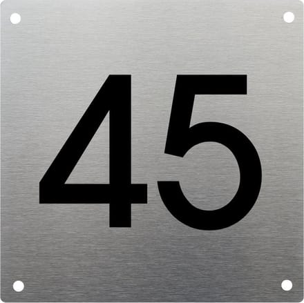 RVS huisnummer 15x15cm nummer 45