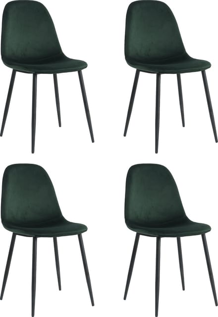 Lina® Napoli Eetkamerstoelen - Groen - Set van 4 - Fluweel - Velvet