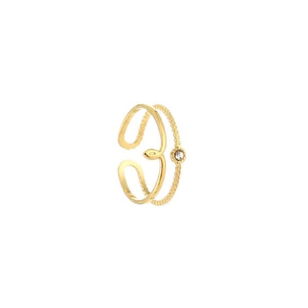 Bijoutheek Ring (Sieraad) Dubbel Met Steen Wit (One Size)