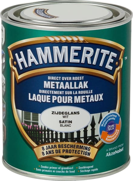 Hammerite Metaallak Zijdeglans - Wit - 0,75 l - 10 m²/l - Afwerkingslaag
