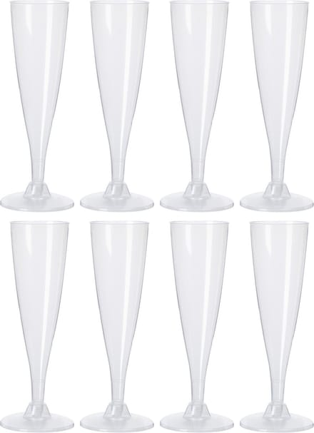 EH Prosecco/champagneglazen - 8x - transparant - kunststof - 130 ml - herbruikbaar